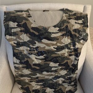 Crosby Sequin Camo Tee with cap sleeves
